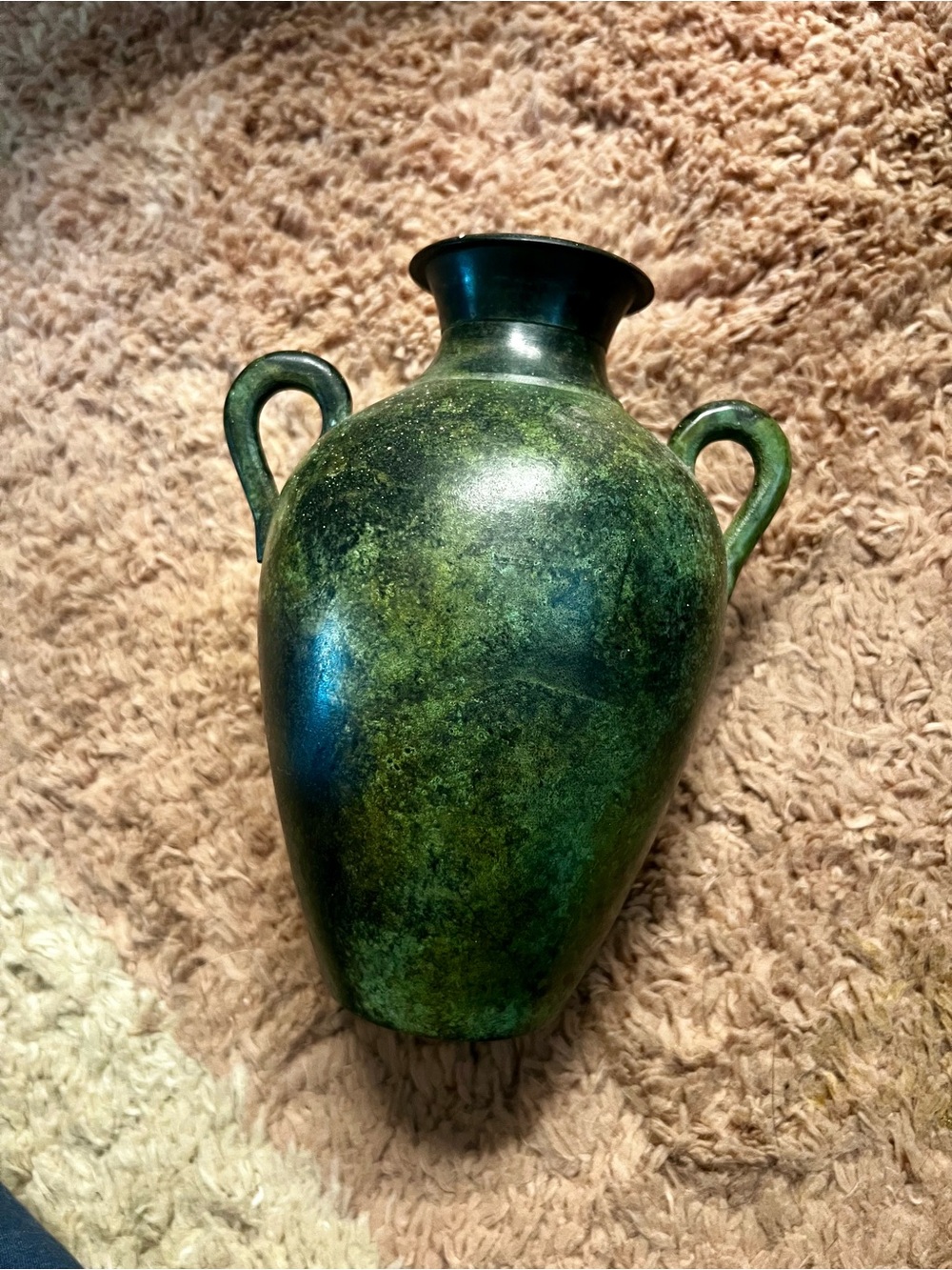 Green Double-Handled Decorative Amphora Vase